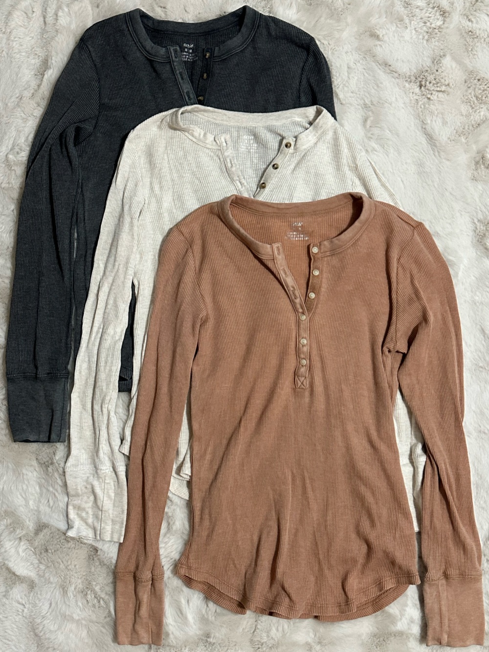 3 aerie Waffle Knit Henley